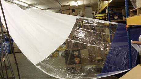 9 ft. 4 in. x 12 ft. 8 in. Blue/Wh. Vinyl Curtain