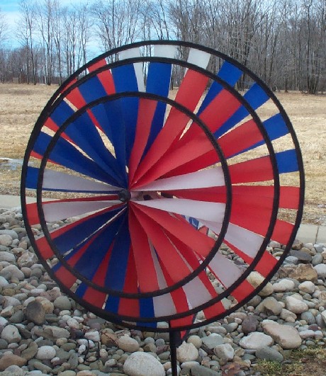 Patriotic Triple Spin Wind Spinner
